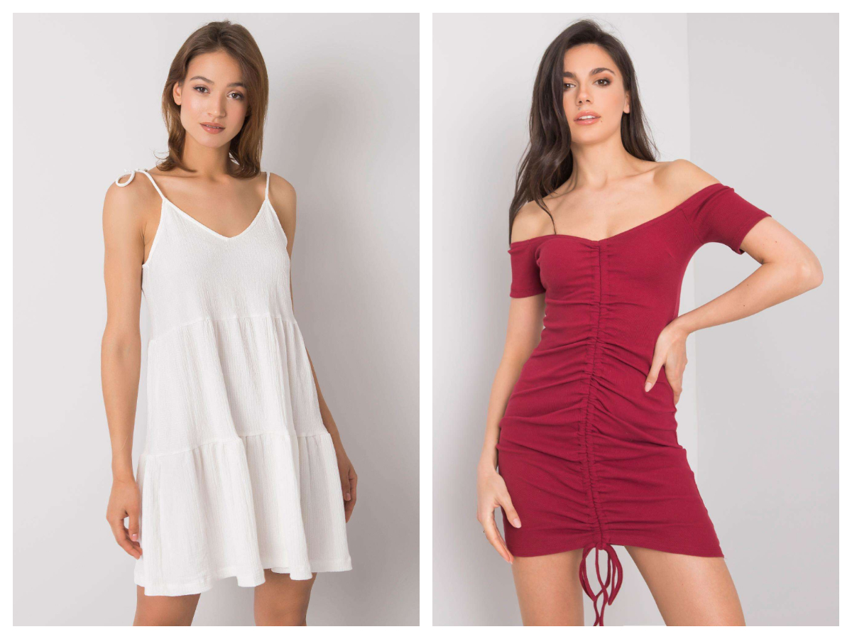 Короткі сукні білого та бордового кольору
